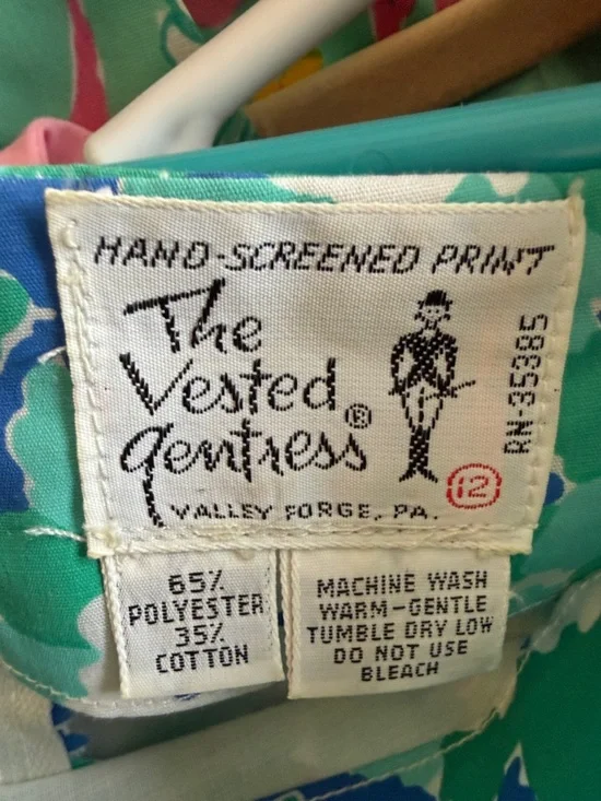 Vintage Lilly Pulitzer style,The Vested Gentress puff sleeve full skirt floral - Picture 8 of 8